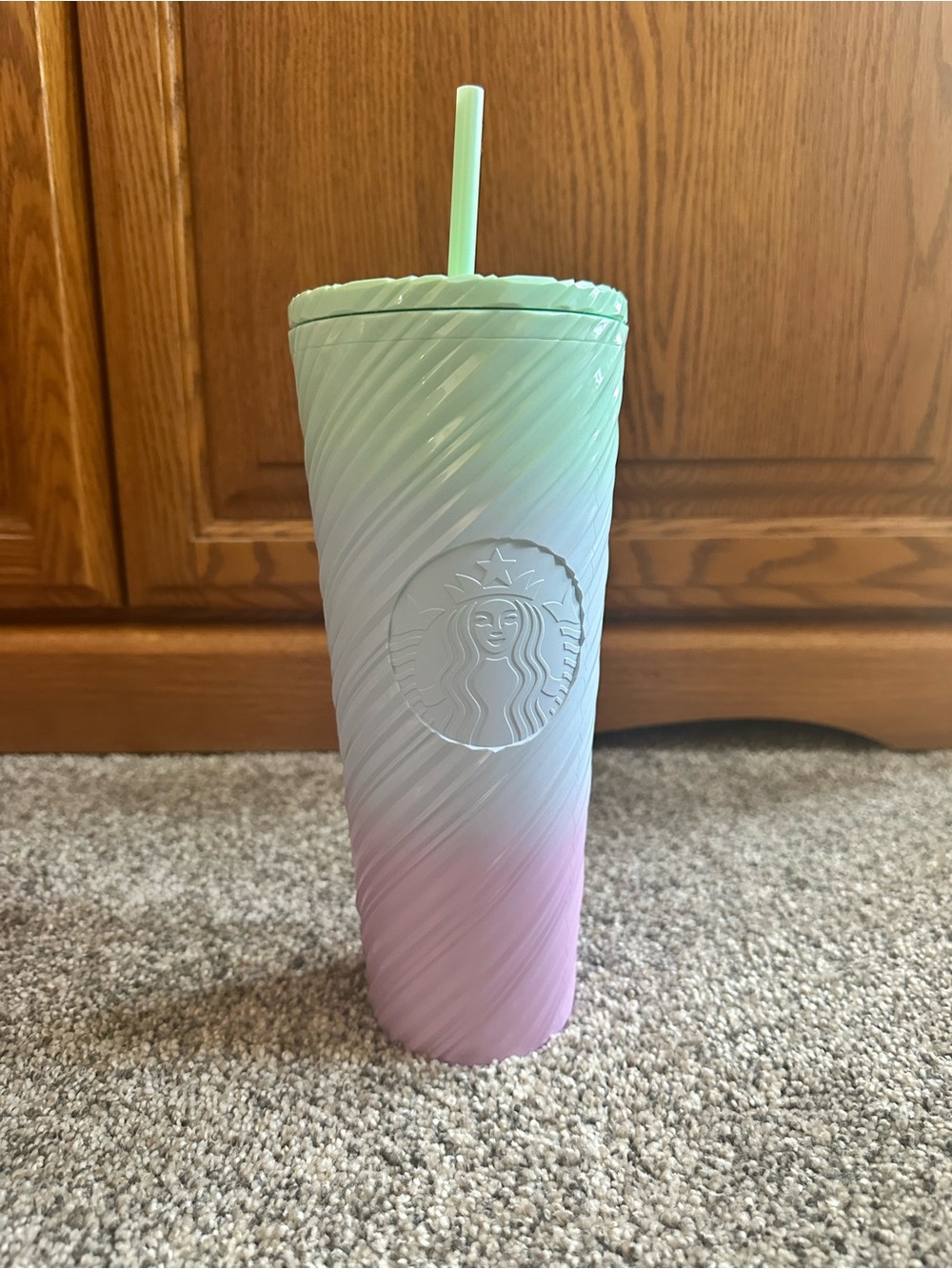 Starbucks Mint-to-Lavender Gradient Swirl Tumbler with Straw